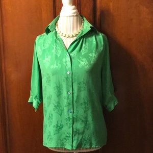 Gucci Emerald green 100% silk blouse size 38/large